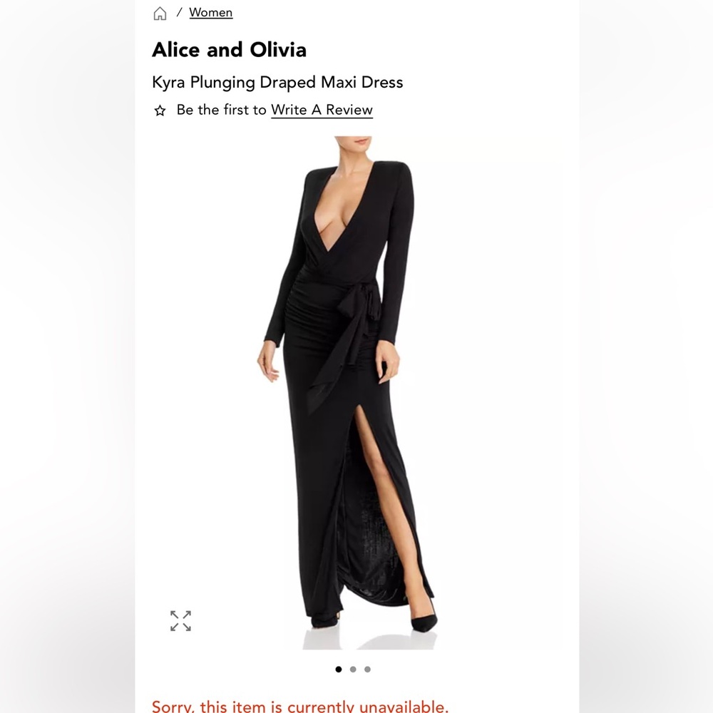 Alice + Olivia Black Long Sleeve Wrap Dress